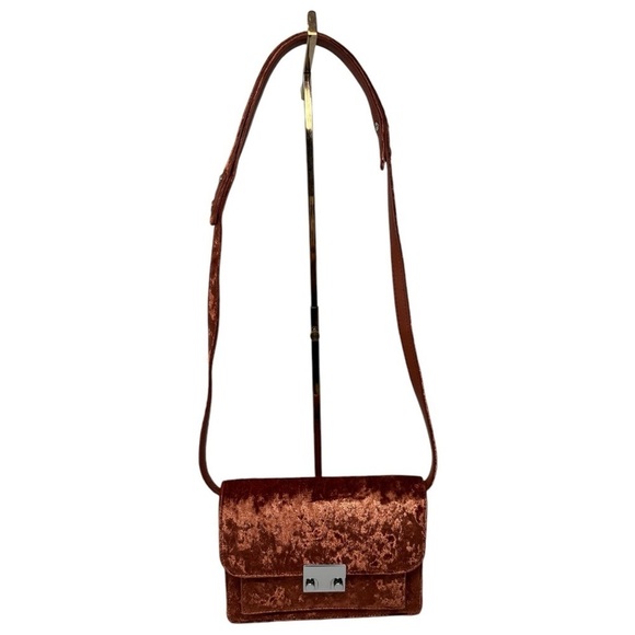 Loeffler Randall Mini Minimal Velvet Leather Rider Crossbody Bag Purse NEW NWT